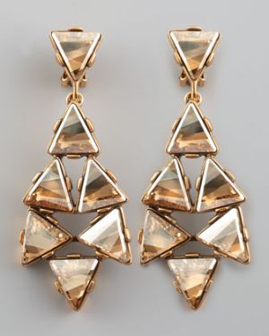 Oscar de la Renta Triangle Cluster Clip Earrings - Golden.jpg